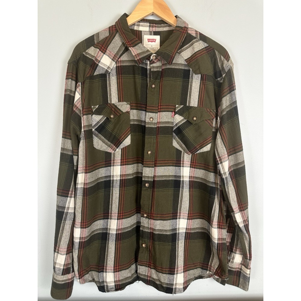 Levi's Mens XL Flannel Shirt Plaid Button Front Long Sleeve Cotton Lumberjack